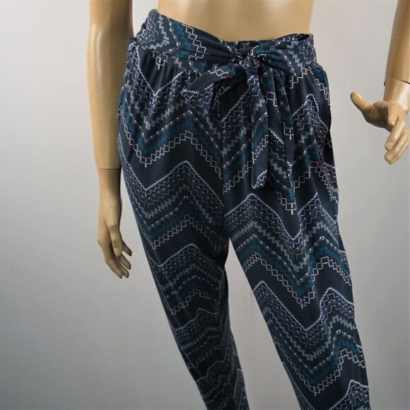 Shosho Leggings Multi Pattern Blue Womens Sz XL Elastic Waist Ties Lounge Pants - Picture 2 of 9
